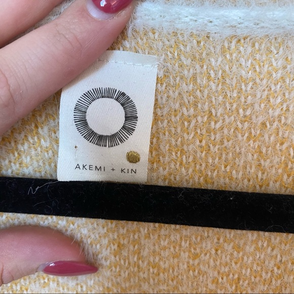 Anthropologie Akemi + Kin Senna Eyelash Open Front Mustard Cardigan One Size - Picture 5 of 8